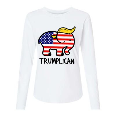 Trumplican Elephant Donald Trump Funny Republican 2024 Election Womens Cotton Relaxed Long Sleeve T-Shirt