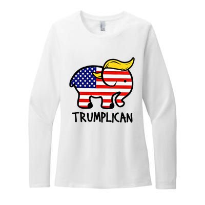 Trumplican Elephant Donald Trump Funny Republican 2024 Election Womens CVC Long Sleeve Shirt