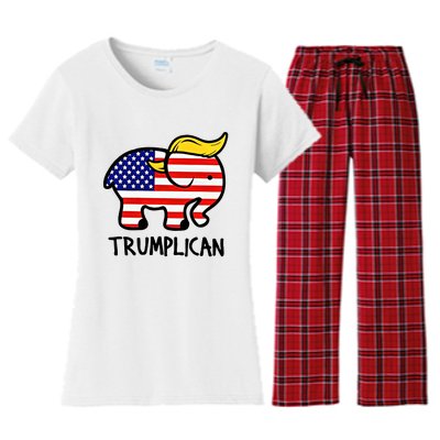 Trumplican Elephant Donald Trump Funny Republican 2024 Election Women's Flannel Pajama Set