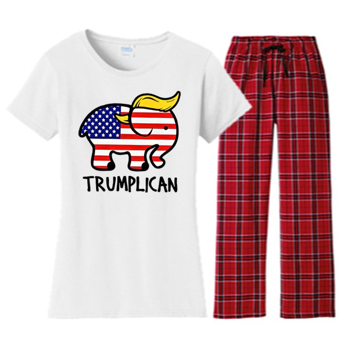 Trumplican Elephant Donald Trump Funny Republican 2024 Election Women's Flannel Pajama Set