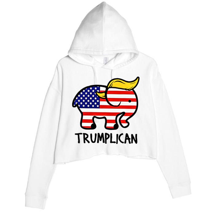 Trumplican Elephant Donald Trump Funny Republican 2024 Election Crop Fleece Hoodie