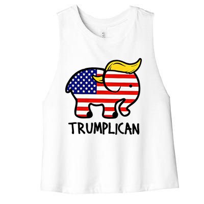 Trumplican Elephant Donald Trump Funny Republican 2024 Election Women's Racerback Cropped Tank