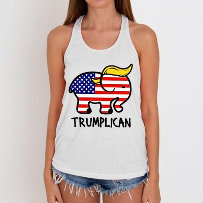 Trumplican Elephant Donald Trump Funny Republican 2024 Election Women's Knotted Racerback Tank