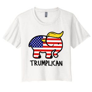 Trumplican Elephant Donald Trump Funny Republican 2024 Election Women's Crop Top Tee