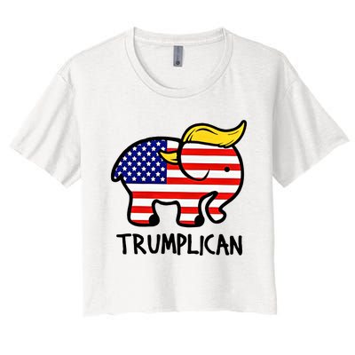 Trumplican Elephant Donald Trump Funny Republican 2024 Election Women's Crop Top Tee