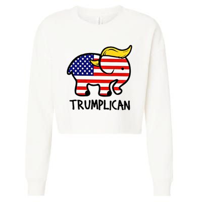 Trumplican Elephant Donald Trump Funny Republican 2024 Election Cropped Pullover Crew