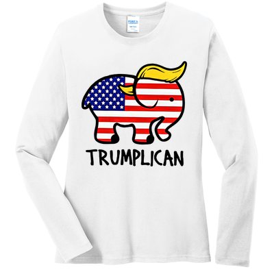 Trumplican Elephant Donald Trump Funny Republican 2024 Election Ladies Long Sleeve Shirt