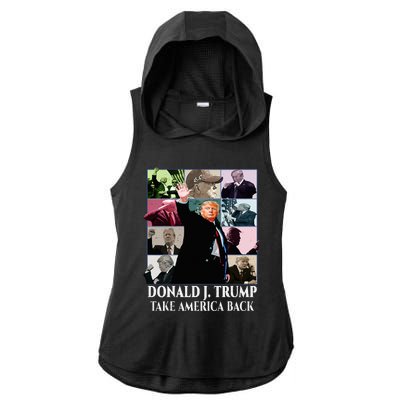 Trump Eras Donald J. Trump 2024 Take America Back Ladies PosiCharge Tri-Blend Wicking Draft Hoodie Tank