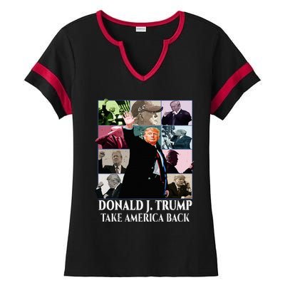 Trump Eras Donald J. Trump 2024 Take America Back Ladies Halftime Notch Neck Tee