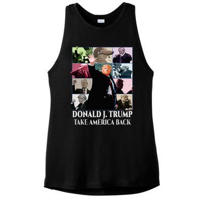 Trump Eras Donald J. Trump 2024 Take America Back Ladies PosiCharge Tri-Blend Wicking Tank