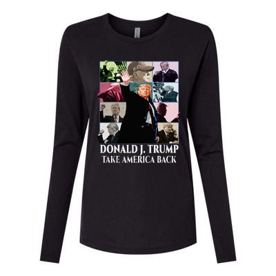 Trump Eras Donald J. Trump 2024 Take America Back Womens Cotton Relaxed Long Sleeve T-Shirt