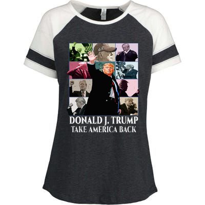 Trump Eras Donald J. Trump 2024 Take America Back Enza Ladies Jersey Colorblock Tee