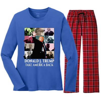 Trump Eras Donald J. Trump 2024 Take America Back Women's Long Sleeve Flannel Pajama Set 