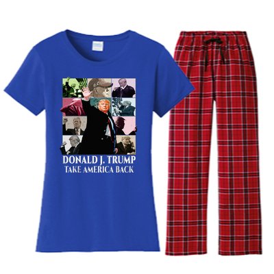 Trump Eras Donald J. Trump 2024 Take America Back Women's Flannel Pajama Set