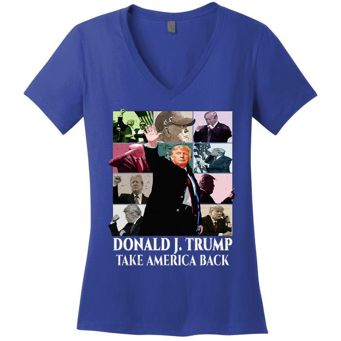 Trump Eras Donald J. Trump 2024 Take America Back Women's V-Neck T-Shirt