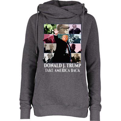 Trump Eras Donald J. Trump 2024 Take America Back Womens Funnel Neck Pullover Hood