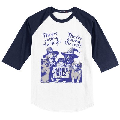 TheyRe Eating Dogs! TheyRe Eating Cats! Vote Kamala Harris Baseball Sleeve Shirt