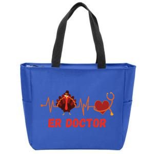 Thanksgiving Er Doctor Heartbeat Stethoscope Turkey Medical Gift Zip Tote Bag