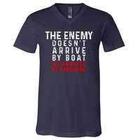 The Enemy Doesn't Arrive By Boat He Arrives By Limousine V-Neck T-Shirt