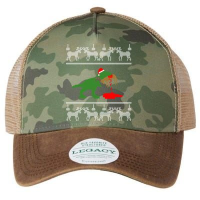 Trex Eating Deer Hunter Ugly Christmas Legacy Tie Dye Trucker Hat
