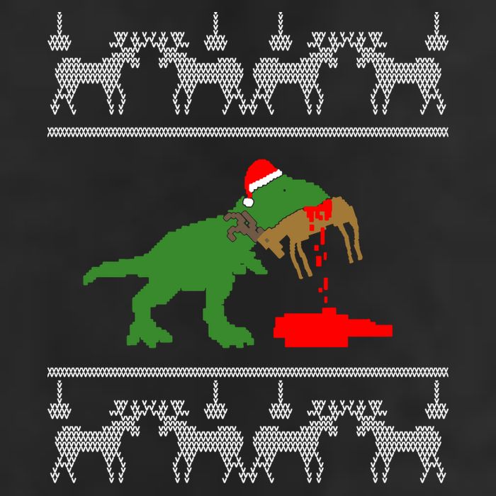 Trex Eating Deer Hunter Ugly Christmas 7 Panel Mesh Trucker Snapback Hat