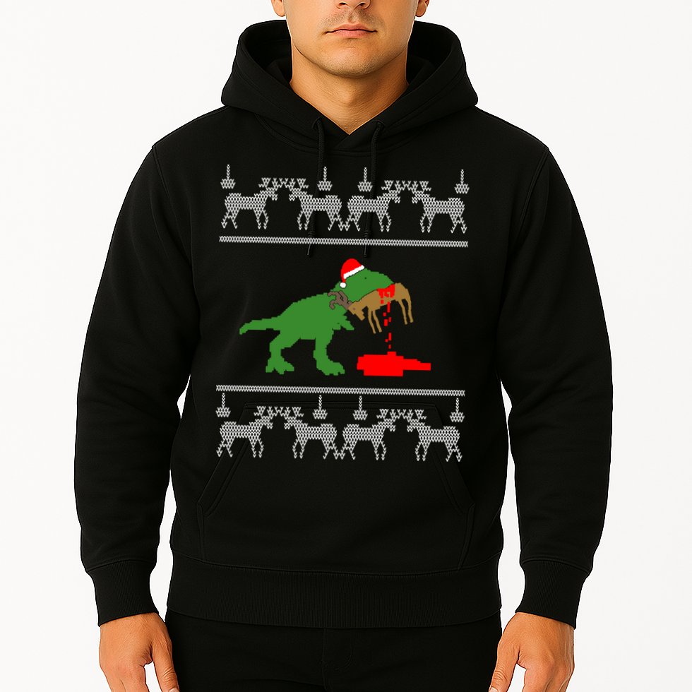 Trex Eating Deer Hunter Ugly Christmas Hoodie