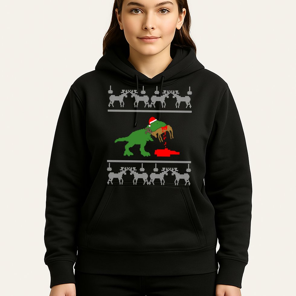 Trex Eating Deer Hunter Ugly Christmas Hoodie