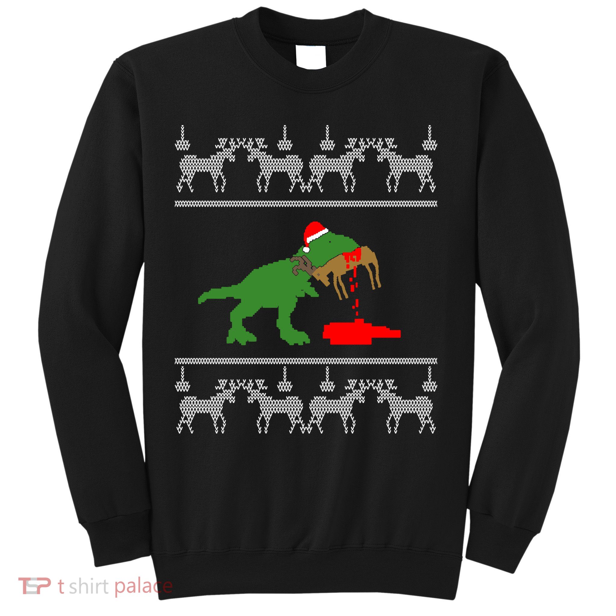 Trex Eating Deer Hunter Ugly Christmas Sweatshirt