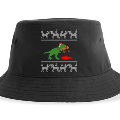 Trex Eating Deer Hunter Ugly Christmas Sustainable Bucket Hat