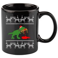 Trex Eating Deer Hunter Ugly Christmas 11oz C Handle Ceramic Mug