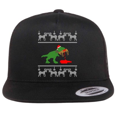 Trex Eating Deer Hunter Ugly Christmas Flatbill Hat