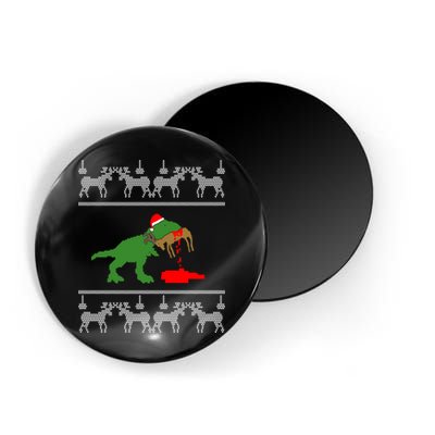 Trex Eating Deer Hunter Ugly Christmas Magnet