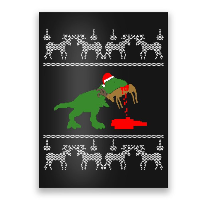 Trex Eating Deer Hunter Ugly Christmas Poster