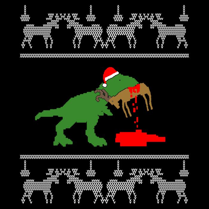 Trex Eating Deer Hunter Ugly Christmas Poster