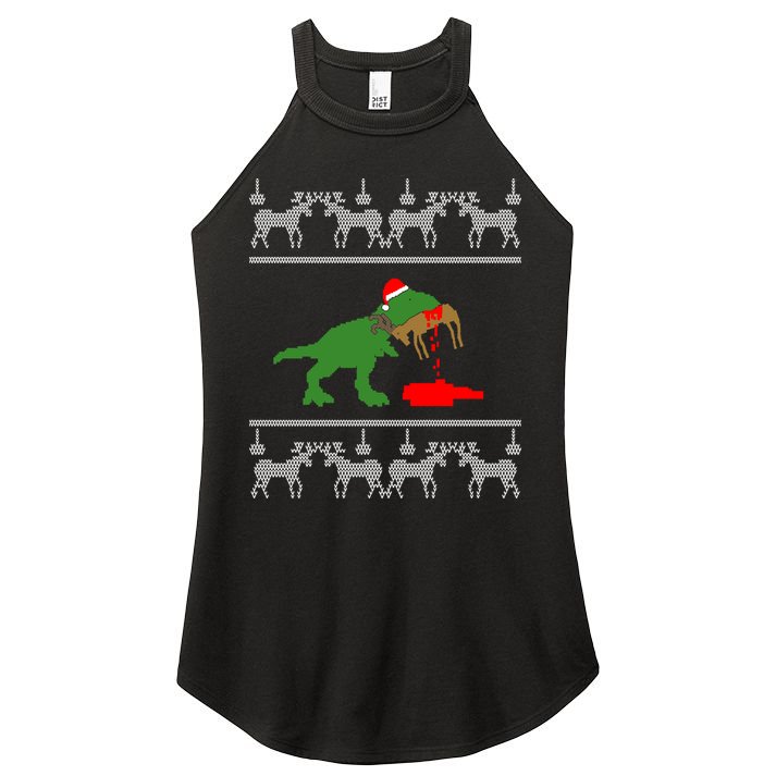 Trex Eating Deer Hunter Ugly Christmas Women's Perfect Tri Rocker Tank