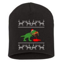 Trex Eating Deer Hunter Ugly Christmas Short Acrylic Beanie