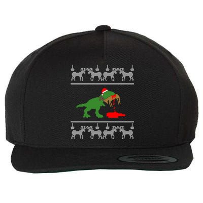 Trex Eating Deer Hunter Ugly Christmas Wool Snapback Cap