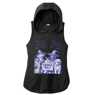 TheyRe Eating Dogs! TheyRe Eating Cats! Vote Kamala Harris Ladies PosiCharge Tri-Blend Wicking Draft Hoodie Tank