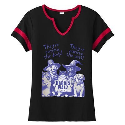 TheyRe Eating Dogs! TheyRe Eating Cats! Vote Kamala Harris Ladies Halftime Notch Neck Tee