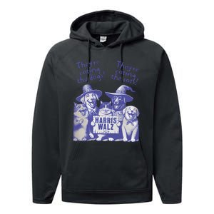 TheyRe Eating Dogs! TheyRe Eating Cats! Vote Kamala Harris Performance Fleece Hoodie