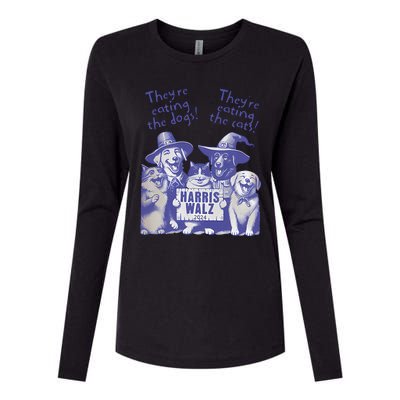 TheyRe Eating Dogs! TheyRe Eating Cats! Vote Kamala Harris Womens Cotton Relaxed Long Sleeve T-Shirt