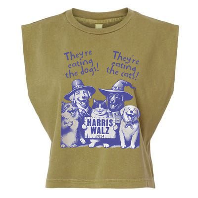 TheyRe Eating Dogs! TheyRe Eating Cats! Vote Kamala Harris Garment-Dyed Women's Muscle Tee