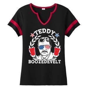 Teddy Boozedevelt USA Beer Party Ladies Halftime Notch Neck Tee