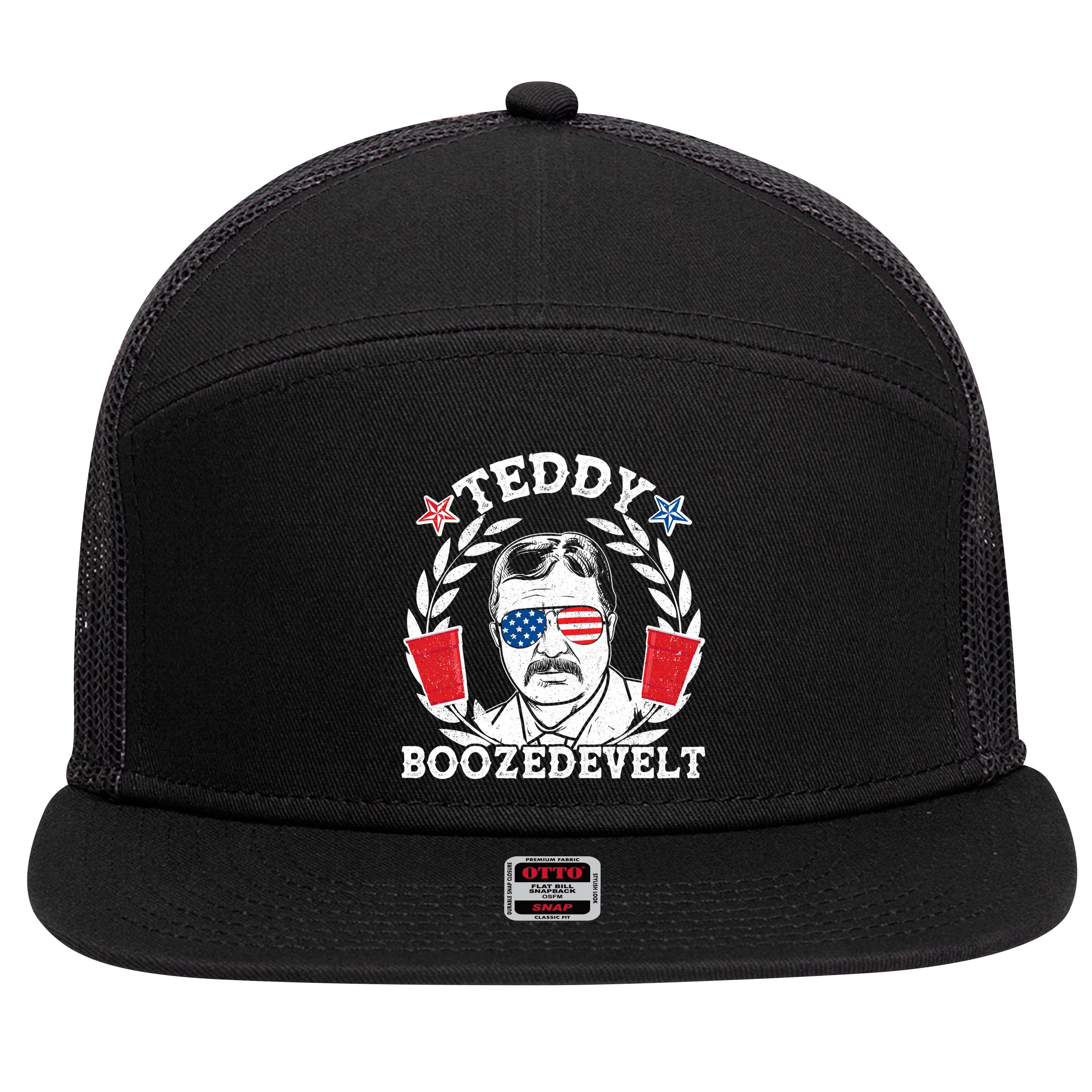 Teddy Boozedevelt USA Beer Party 7 Panel Mesh Trucker Snapback Hat
