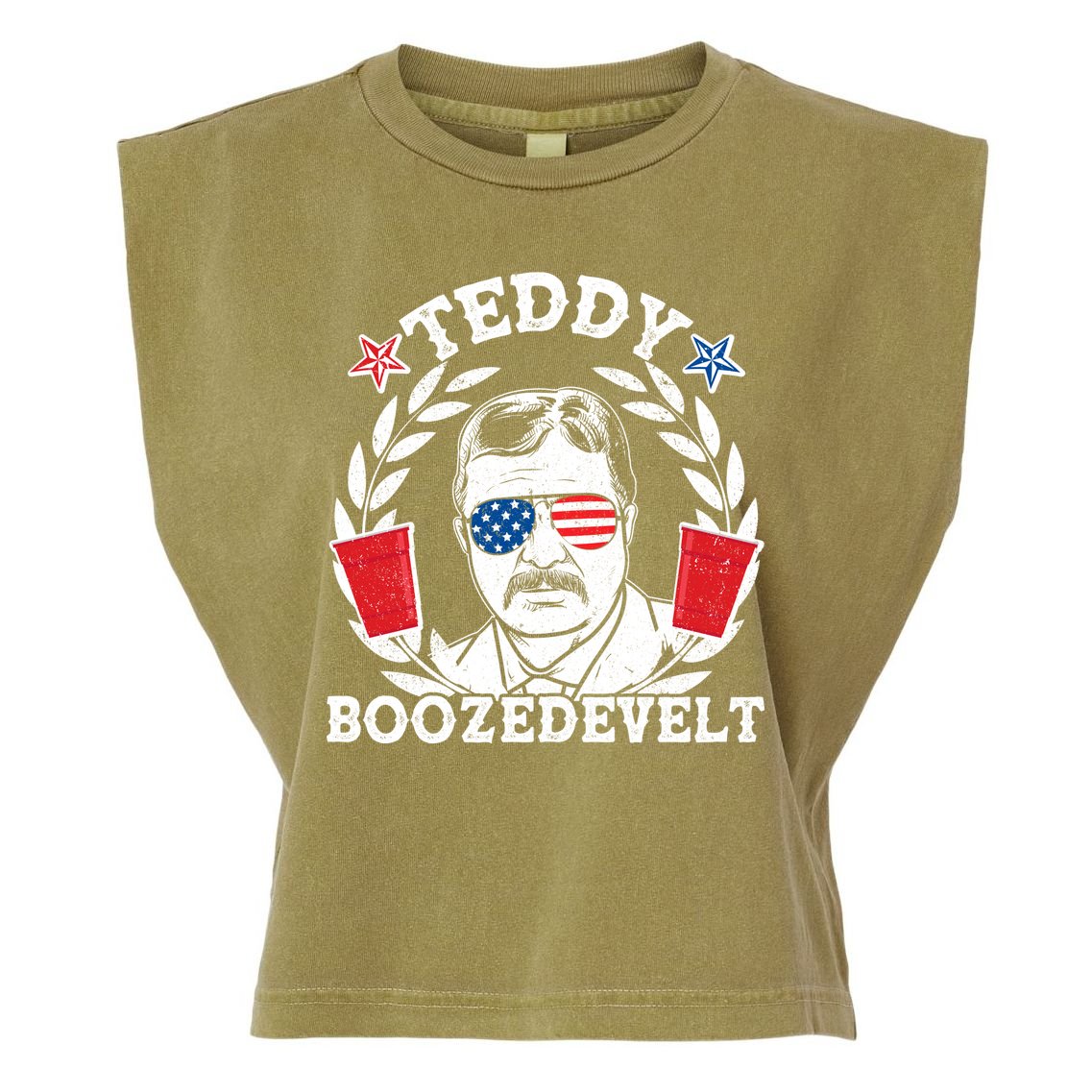 Teddy Boozedevelt USA Beer Party Garment-Dyed Women's Muscle Tee