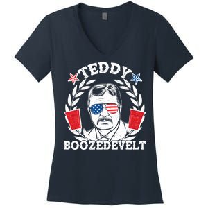 Teddy Boozedevelt USA Beer Party Women's V-Neck T-Shirt