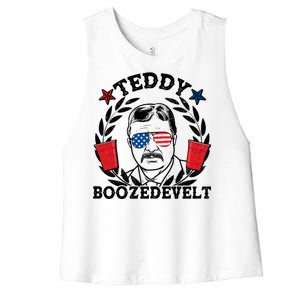 Teddy Boozedevelt USA Beer Party Women's Racerback Cropped Tank