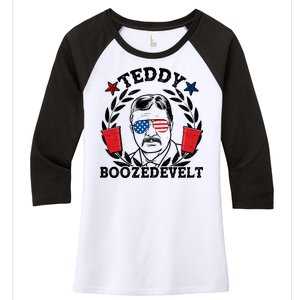 Teddy Boozedevelt USA Beer Party Women's Tri-Blend 3/4-Sleeve Raglan Shirt