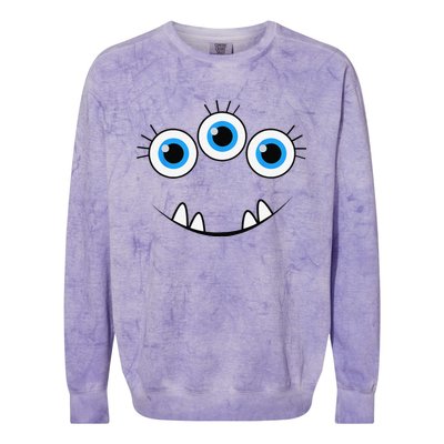 Three Eyed Eyeballs Monster Face Funny Halloween Cute Colorblast Crewneck Sweatshirt