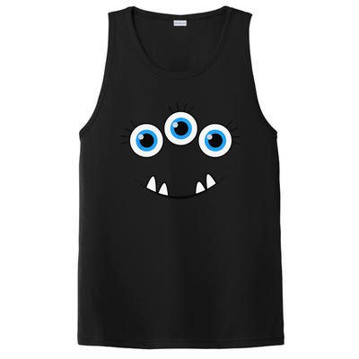 Three Eyed Eyeballs Monster Face Funny Halloween Cute PosiCharge Competitor Tank